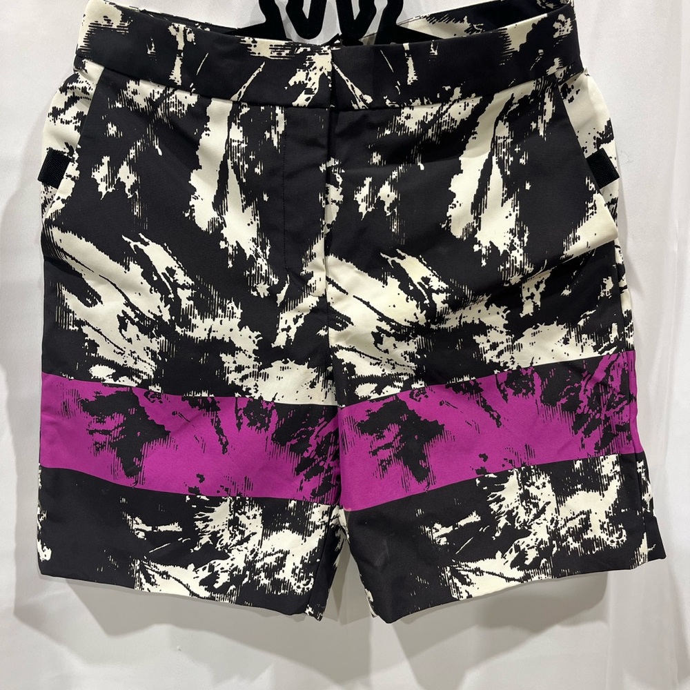 ALEXANDER WANG Runway Geometric Bermuda Shorts Black White Purple Size 2